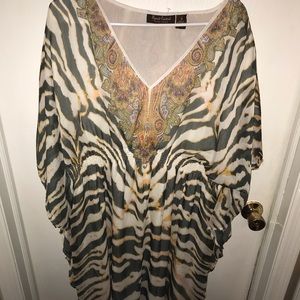 Brand new tiger print with paisley design V neck dress